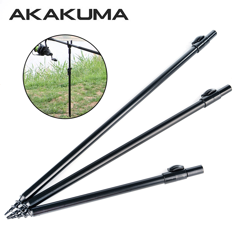 Fishing Rod Telescopic - ขาตั้งคันเบ็ดแบบยืดหดได้ ทำจากอะลูมิเนียมอัลลอยด์ พร้อมขาเสียบแบบมีเกลียวและระบบล็อคปลดเร็ว สีดำ