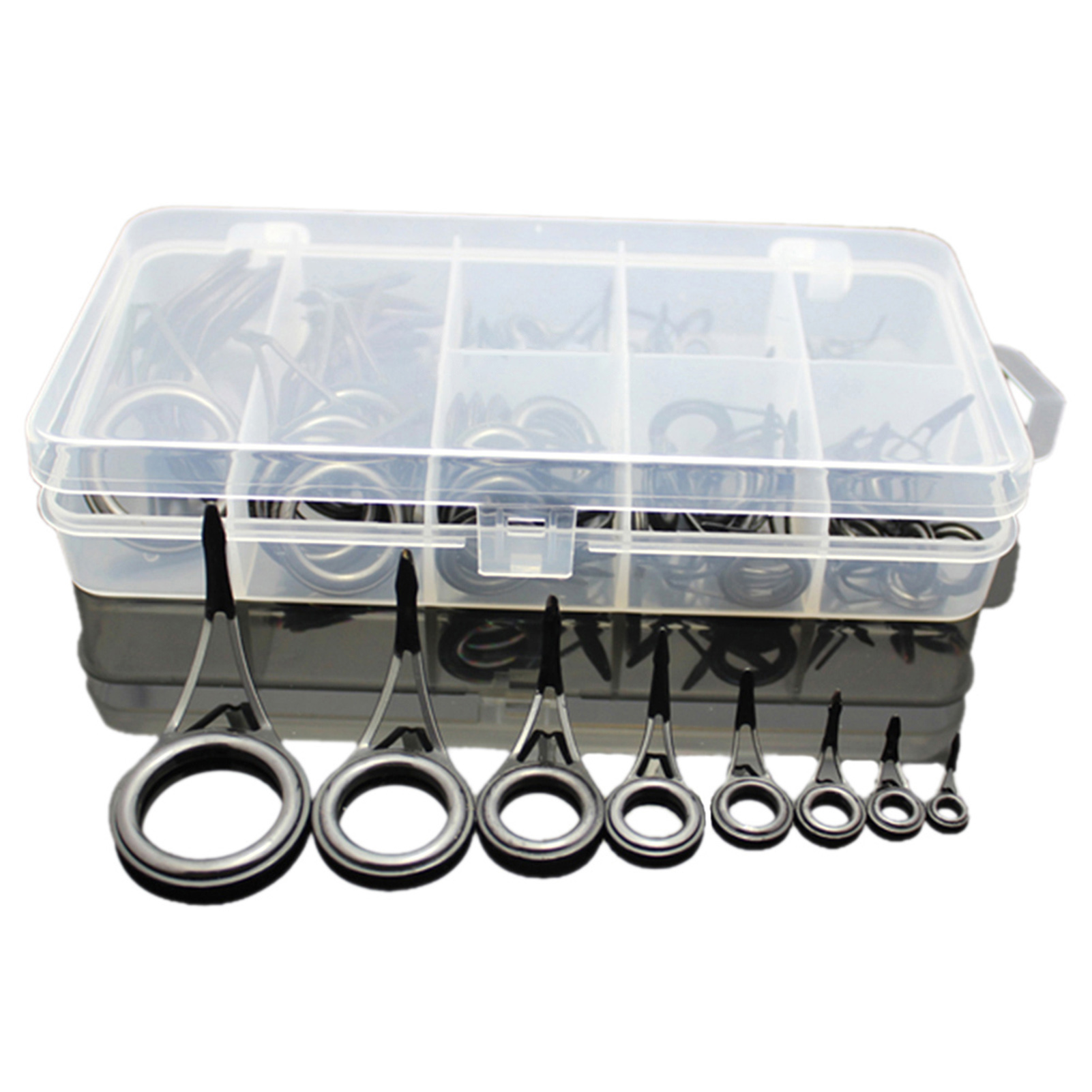 Fishing Rod Repair Kit - 75ชิ้นขนาดต่างๆเบ็ดตกปลาไกด์เอ็นตกปลาวงตาแบบหมุนวงแหวนปลายชุดคิทซ่อมด้านบน