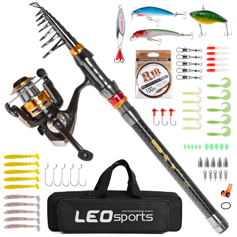 Fishing Rod Carbon Fiber - เหยื่อตกปลาคาร์บอนไฟเบอร์เบ็ดตกปลาแบบยืดหดได้สำหรับเดินทางน้ำเค็มน้ำจืดชุดเบ็ดตกปลาเบ็ดเกี่ยว